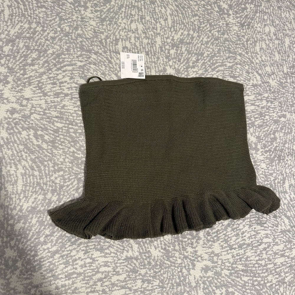 American Eagle Outfitters Olive Green Knit Crop Top